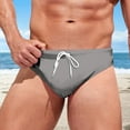 thumbnail image 2 of Mens Swim Briefs Bikini Quick Dry Underwear Drawstring Sport Swimsuit Breathable Beach Soft Thong Underwear Light Gray M, 2 of 5