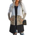 thumbnail image 1 of Mujeres manga larga abierto frente cardigan moda rayas impresión color bloqueo mujeres delgadas otoño cardigans leopardo impresión M, 1 of 6