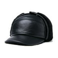 thumbnail image 1 of Qarigey Gorros de invierno de cuero de mediana edad forro polar cálido orejeras sombrero estilo Vintage sombrero térmico caminar al aire libre Sombreros Negro L{55-56} Qarigey  AP013136-10, 1 of 6