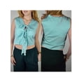 thumbnail image 2 of Gupgi Tie Front Tops for Women Striped Tank Top Sleeveless Ruffle Vest Summer Solid Color Crop Top, 2 of 7