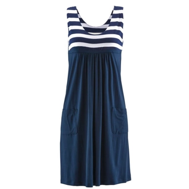 Fashion striped dress summer dress loose simple sleeveless dress women's clothingS Gao Jinjia LED
