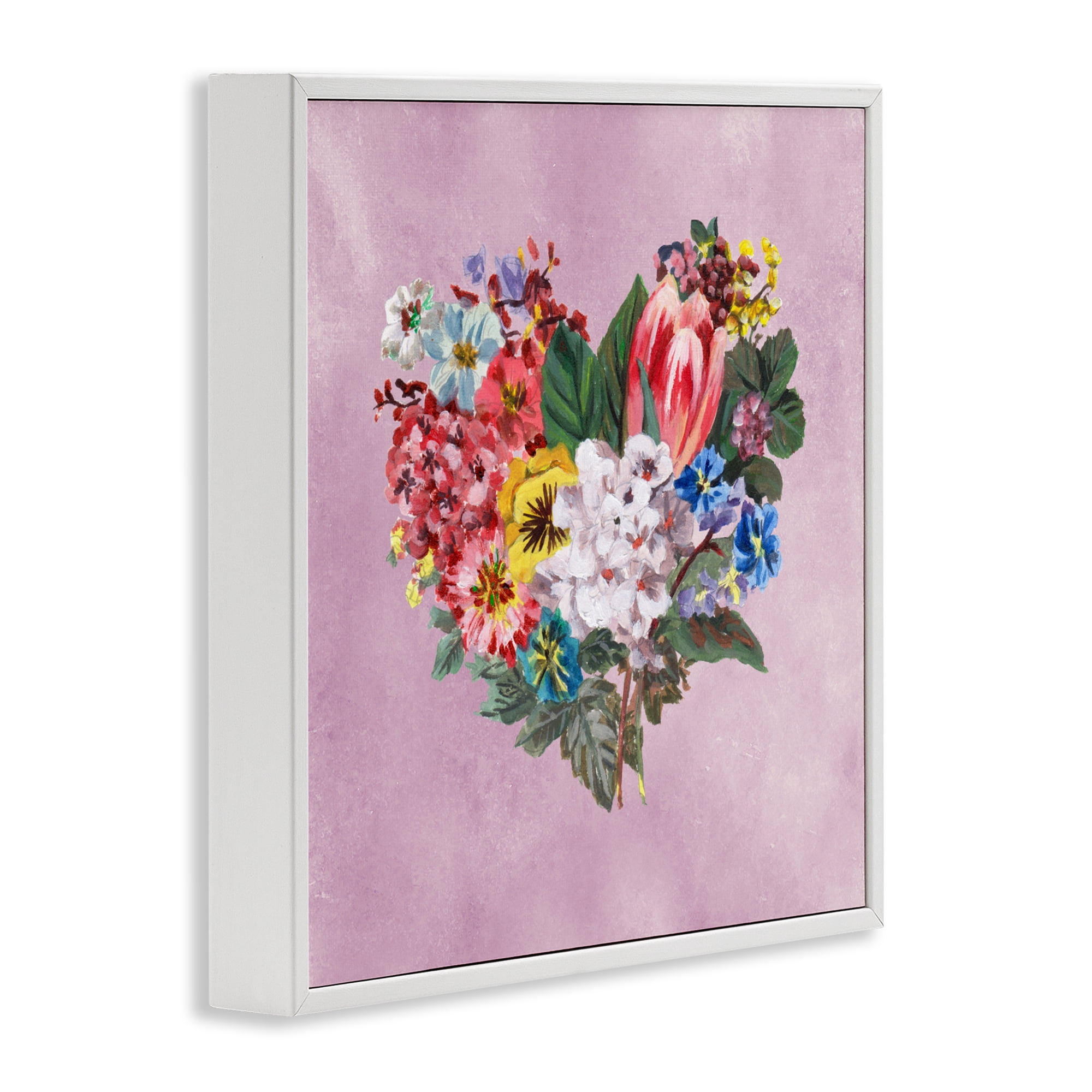 Stupell Industries Heart Shaped Garden Blooms White Framed Giclee Art, design by Melissa Wang