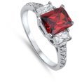 thumbnail image 4 of CHOOSE YOUR COLOR Rectangle Simulated Garnet Ring .925 Sterling Silver Band Red CZ Female Size 9, 4 of 4