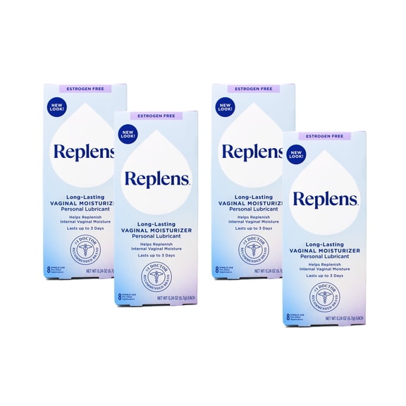 Replens Long Lasting Vaginal Moisturizer, 8 Ct, 0.24 Oz, 4 Pack