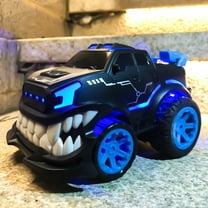 ​Inverted Driving RC Stunt Car - 360° Flips, LED Lights & 50m Range - USB Rechargeable Monster Truck Age 6  Blue