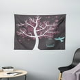 thumbnail image 1 of Tree Tapestry, Tree with Bird Cage and a Bird Flowers for Leaves Nature Freedom, Wall Hanging for Bedroom Living Room Dorm Decor, 60W X 40L Inches, Chocolate Pink White Turquoise, by Ambesonne, 1 of 2
