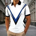 thumbnail image 3 of Ceisia Men's V-Shaped Geometric Polo Shirts, Regular Fit Short Sleeve Turndown Collar Casual Summer Tops Gifts, 3 of 5
