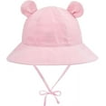 thumbnail image 6 of Wide Brim Hats Cute Baby summer Sun hat UPF 50+ toddler Adjustable bucket hats sun protective with Chin Strap for kids boys and girls pure pink 12-24 Months, 6 of 7