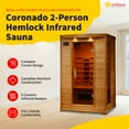 thumbnail image 2 of Coronado 2-Person Hemlock Infrared Sauna with 5 Ceramic Heaters, 75-in High, 2 of 7