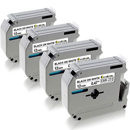 Greateam Compatible Label Tape Replacement for Brother MK-231 12mm 0.47inch Black on White use for Brother Label Maker PT 80 90 65 M95 Tape Cassettes ...