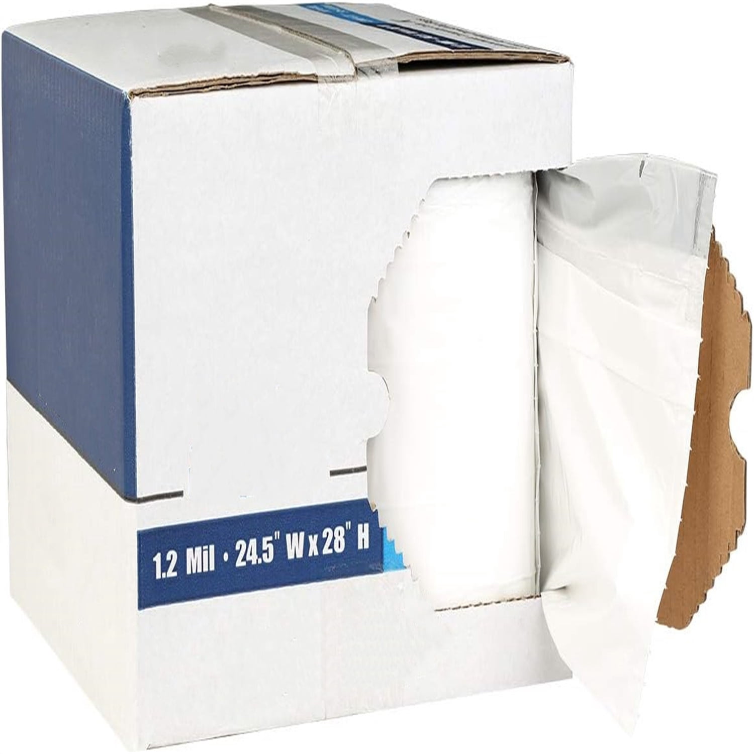 Custom Fit Trash Bags, White Drawstring Garbage Bags Liners, 10 Gallon / 38 Liters, 24" x 28" (200 Count) Heavy Duty Trashbags Home Essentials Large
