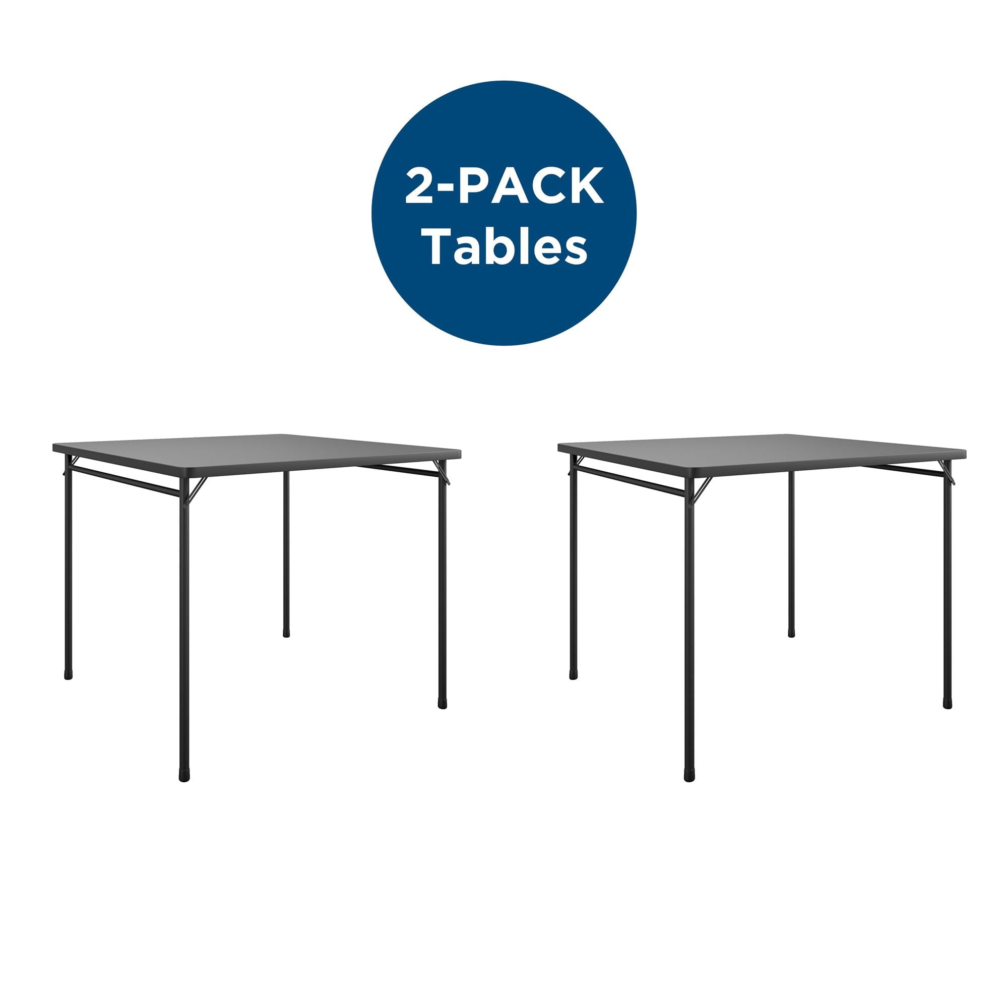 COSCO 34" Square Vinyl Top Folding Card Table, Black, 2Pack