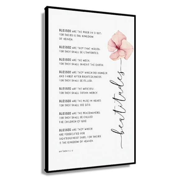 Beatitudes Matthew 5 3-10 Floral Bible Verse Wall Art, Printable Wall Art, Floral Scripture Christian Gift Poster for Bedroom Picture Canvas Artwork