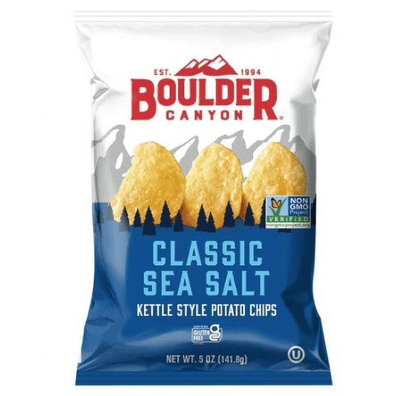 Pack of 12, Boulder Canyon Classic Sea Salt Kettle Chips, 5 oz