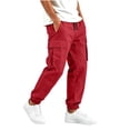 thumbnail image 6 of Liuinsasek Boys' Back-to-School Cargo Jogger Pants Solid-Color Casual Elastic Drawstring Waist Multi Pockets Durable Tapered Long Pants for Fall/Winter, 6 of 8