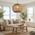 thumbnail image 5 of LittleGlovo Bohemian Rattan Pendant Light Fixture 5-Light Woven Rope Chandelier, 5 of 15