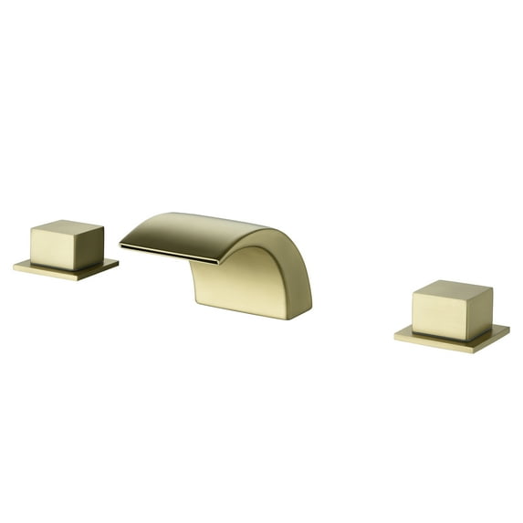 Deck Mounted Three Hole Bathroom Sink Faucet, Dual Knob Handle Basin Faucet