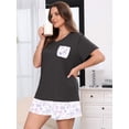 thumbnail image 2 of SHOWMALL Women's Plus Size Pajama Set, Blue Lilac Rose 4X 2 Piece Loungewear Sleepwear for Spring Summer Fall, Short Sleeve Top and Printed Shorts with Side Pockets,, 2 of 8