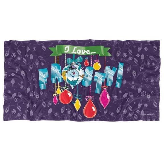 Frosty The Snowman Beach Towel, 30"x60", Frosty in Lights Beach Towel