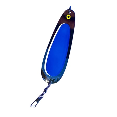 Kokanee Dodger: uv "FLO BLUE" / nickel