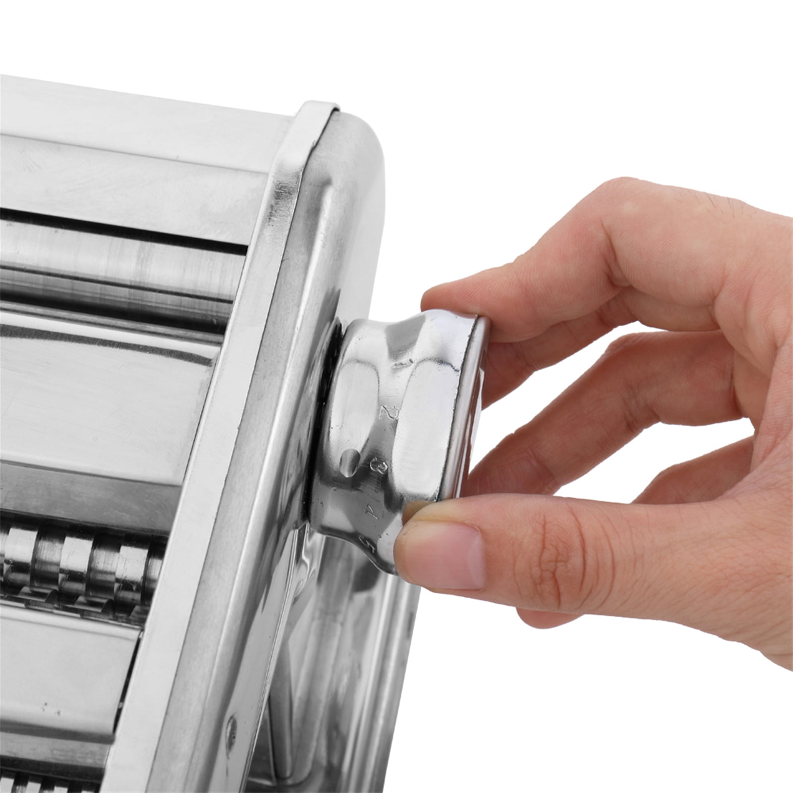 Lowestbest Pasta Machine, Manual Stainless Steel Double-Blade Pasta Machine, Silver