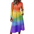 thumbnail image 4 of BOMYJESK Summer Dresses Ruffle Hem Swing Fall Midi Dresses Ruched Flowy Casual Vacation Dress Yellow M, 4 of 5