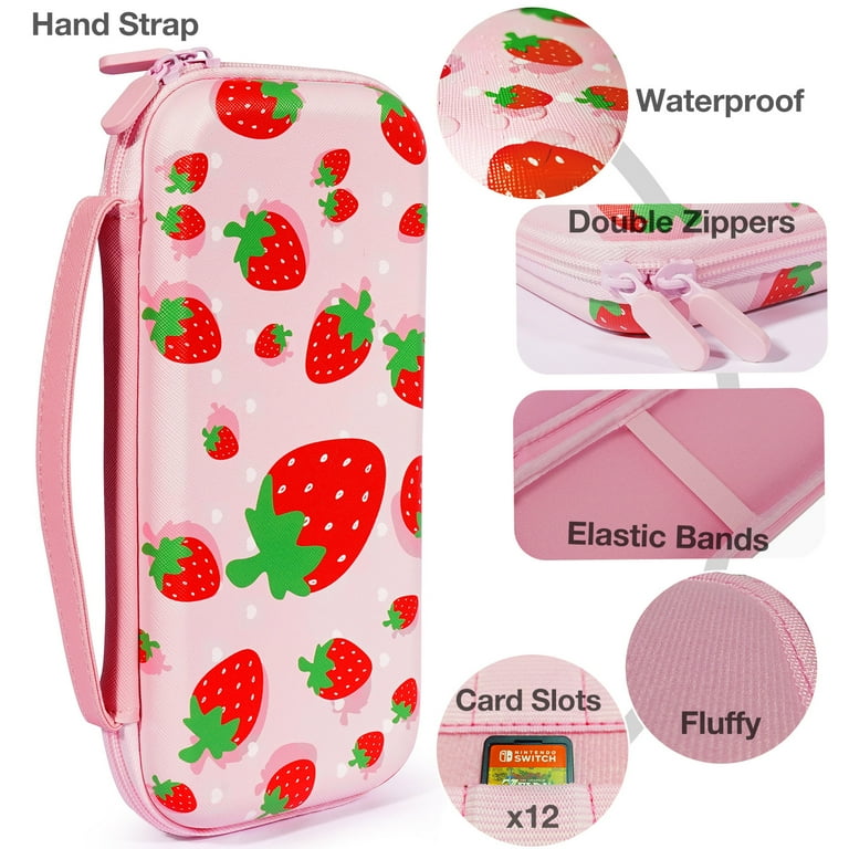 Trunple Cute Strawberry Carrying Case, Nintendo Switch 2017, Pink