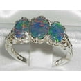 thumbnail image 2 of LBG 14k White Gold Synthetic Opal Triplet Womens Trilogy Ring - Sizes 4 to 12 Available, 2 of 4