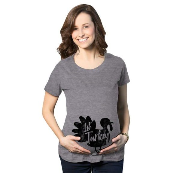 Maternity Lil Turkey T Shirt Funny Thanksgiving Pregnancy Tee