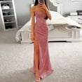 thumbnail image 6 of Skymirror Women Evening Dress Spaghetti Strap Shiny Sequin Sleeveless Off Shoulder Low-cut High Split Loose High Waist Floor Length Lady Prom Dress, 6 of 8