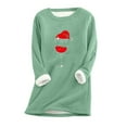 thumbnail image 1 of zanvin Chandail en Molleton de Noël pour Femmes Doublé en Polaire Col Rond, Vert Menthe, TG, 1 of 2