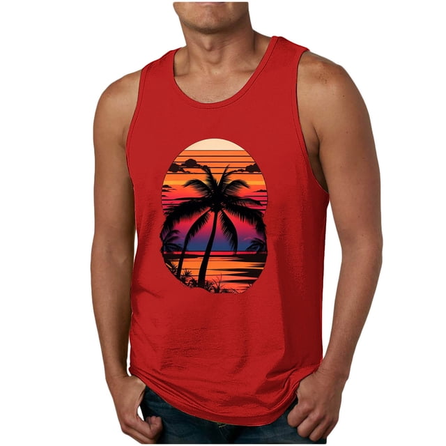 Nouveau Débardeur Mode Décontracté Homme Été Imprimé Floral Sport Col Rond