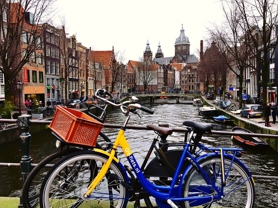 Canvas Print Netherlands Canal Bicycles Holland Bikes Amsterdam