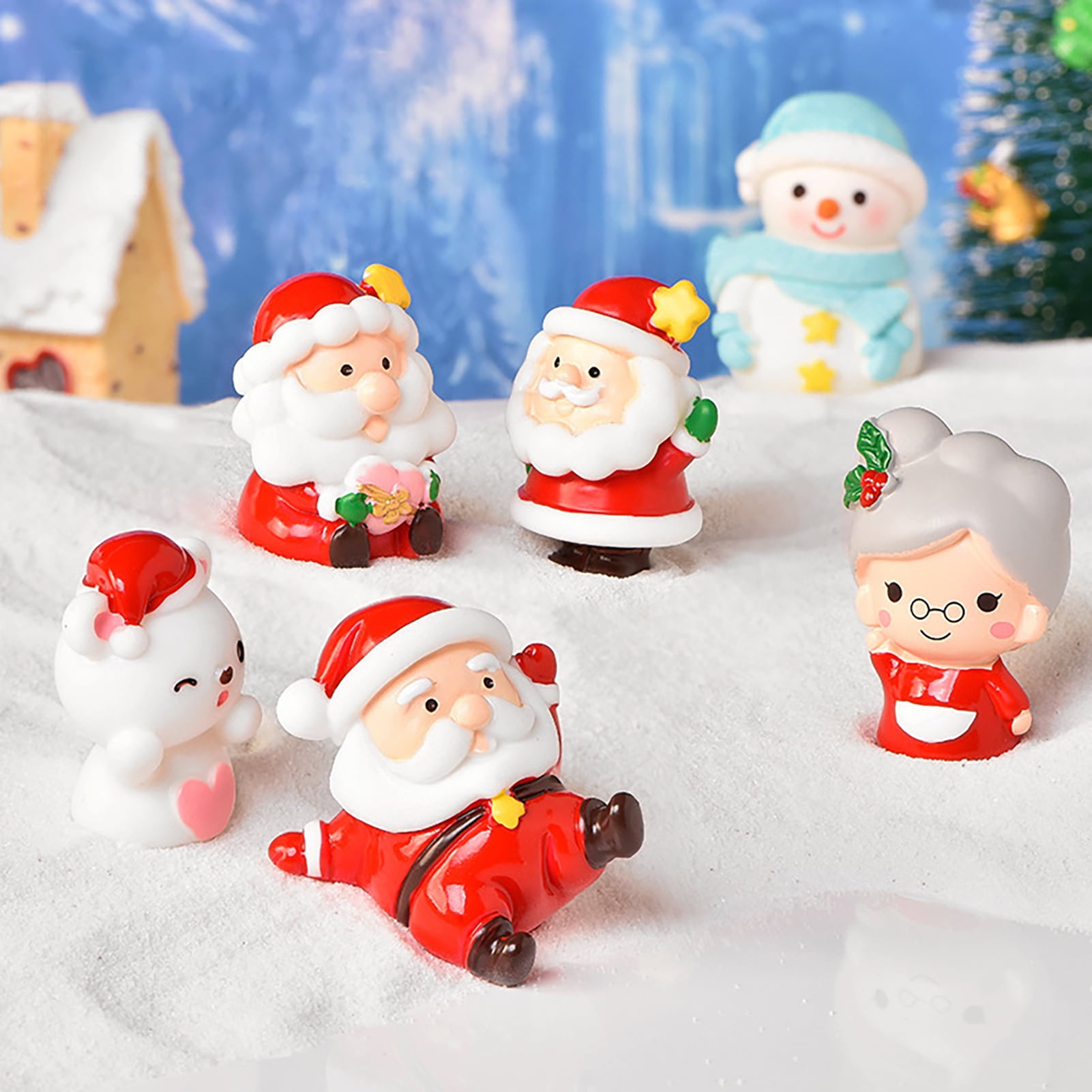 Christmas Snowman Santa Claus Ornaments Decorations Cute Fairy Decor DIY  Accessories Home Decoration Miniature Dollhouse Craft