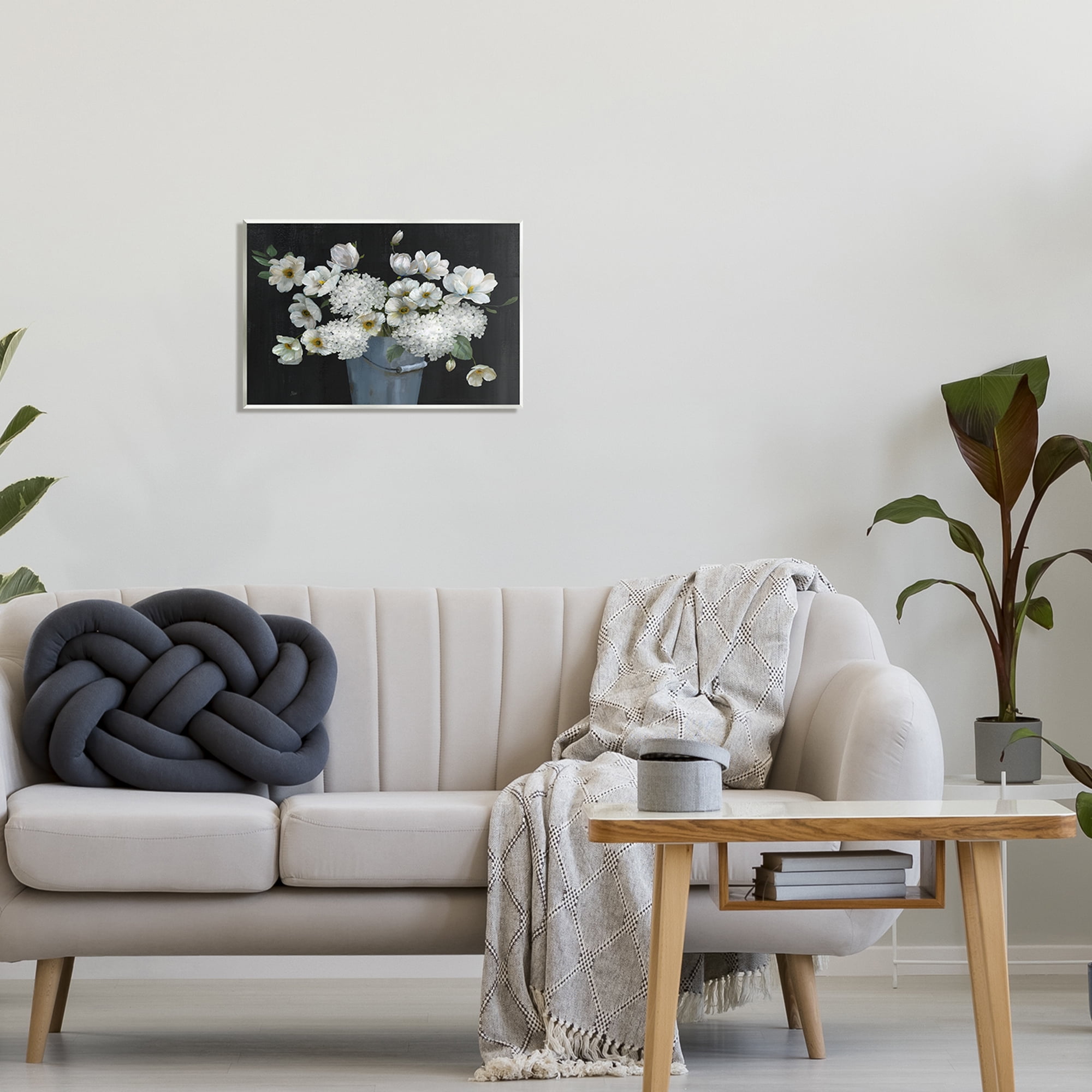 Stupell Industries White Mixed Flowers Rustic Planter Botanical & Floral Painting Unframed Art Print Wall Art