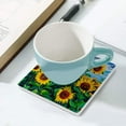 thumbnail image 5 of GZHJMY Square Drink Coasters, 4 Pcs Oil Painting Landscape with Sunflowers Absorbent Ceramic Coffee Coasters for Drinks with Cork Base Housewarming Gift for Home Decor, 5 of 6