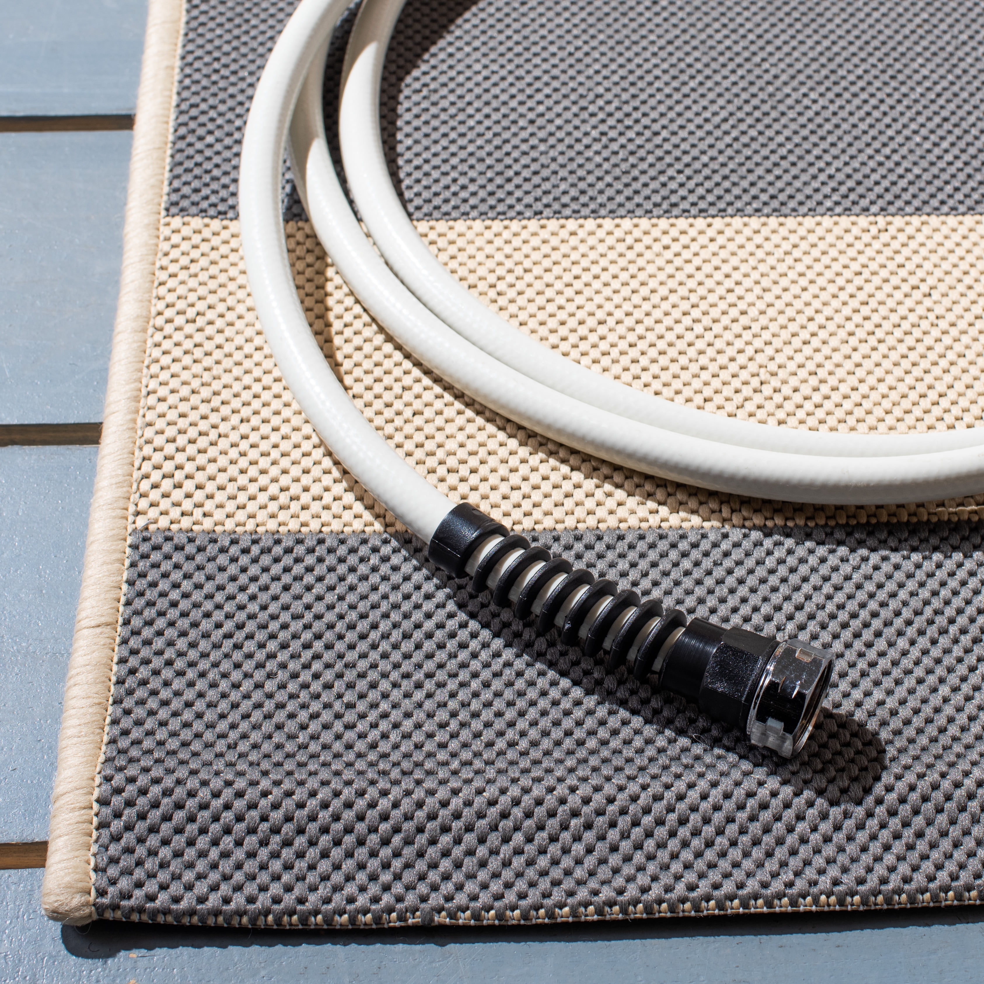 Safavieh Courtyard Ermintrude Striped Indoor/Outdoor Area Rug, Beige/Gray, 5'3" x 7'7"