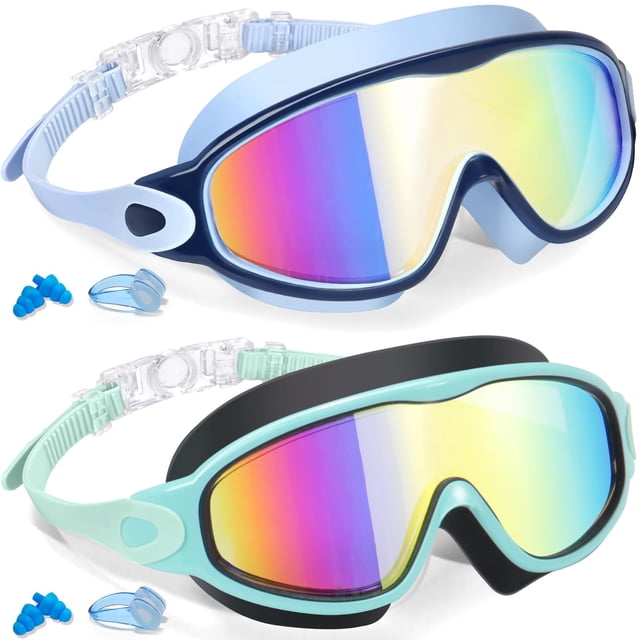 Pack de 2 gafas de natación Keary para niños de 6 a 14 años, antivaho y UV