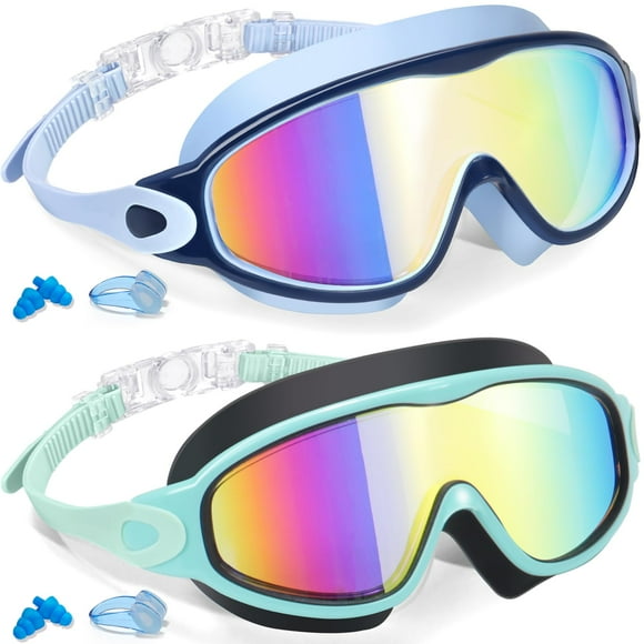 Pack de 2 gafas de natación Keary para niños de 6 a 14 años, antivaho y UV