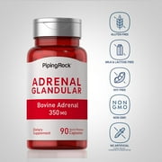 Raw Adrenal Glandular (Bovine) 350 mg | 90 Quick Release Capsules | Non-GMO, Gluten Free | By Piping Rock