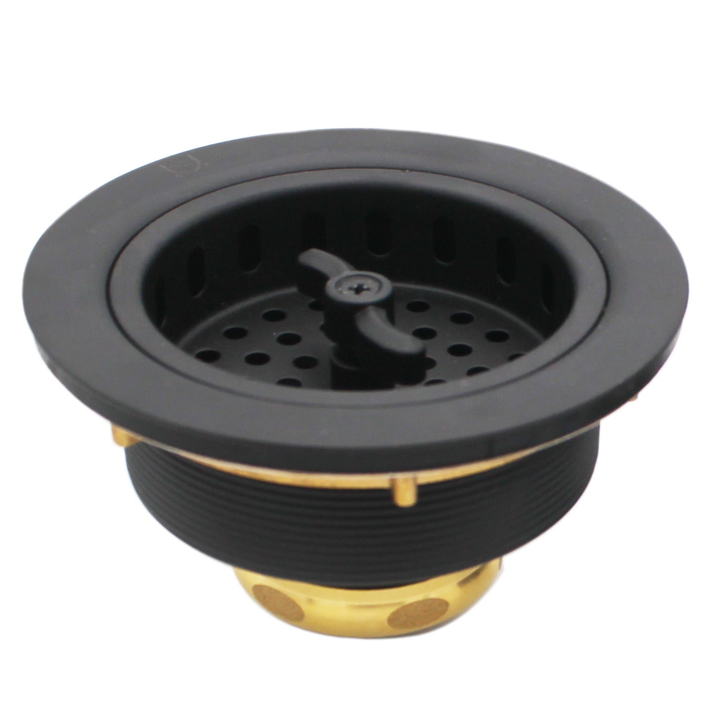 Westbrass COMBO PACK 3-1/2" Wing Nut Style Sink Strainer and Extra-Deep Waste Disposal Trim, Matte Black