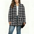 thumbnail image 3 of OGLCCG Plus Size Cardigan for Women with Pockets Long Sleeve Open Front Casual Lightweight Plaid Cardigans Casual Loose Outwear,L,Black, 3 of 4