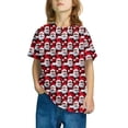 thumbnail image 4 of Odeerbi Kids Boys Girls Christmas T-shirt Christmas Print Casual Short Sleeve Tops Shirt Kids Clothes Red, 4 of 4
