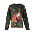 thumbnail image 4 of WTOBBY Women's Christmas Print Knit Cardigan, Cute and Fun Holiday Sweater for Fall and Winter, Long Sleeve Knitted Pullover with Festive Design,Dark Green M, 4 of 6