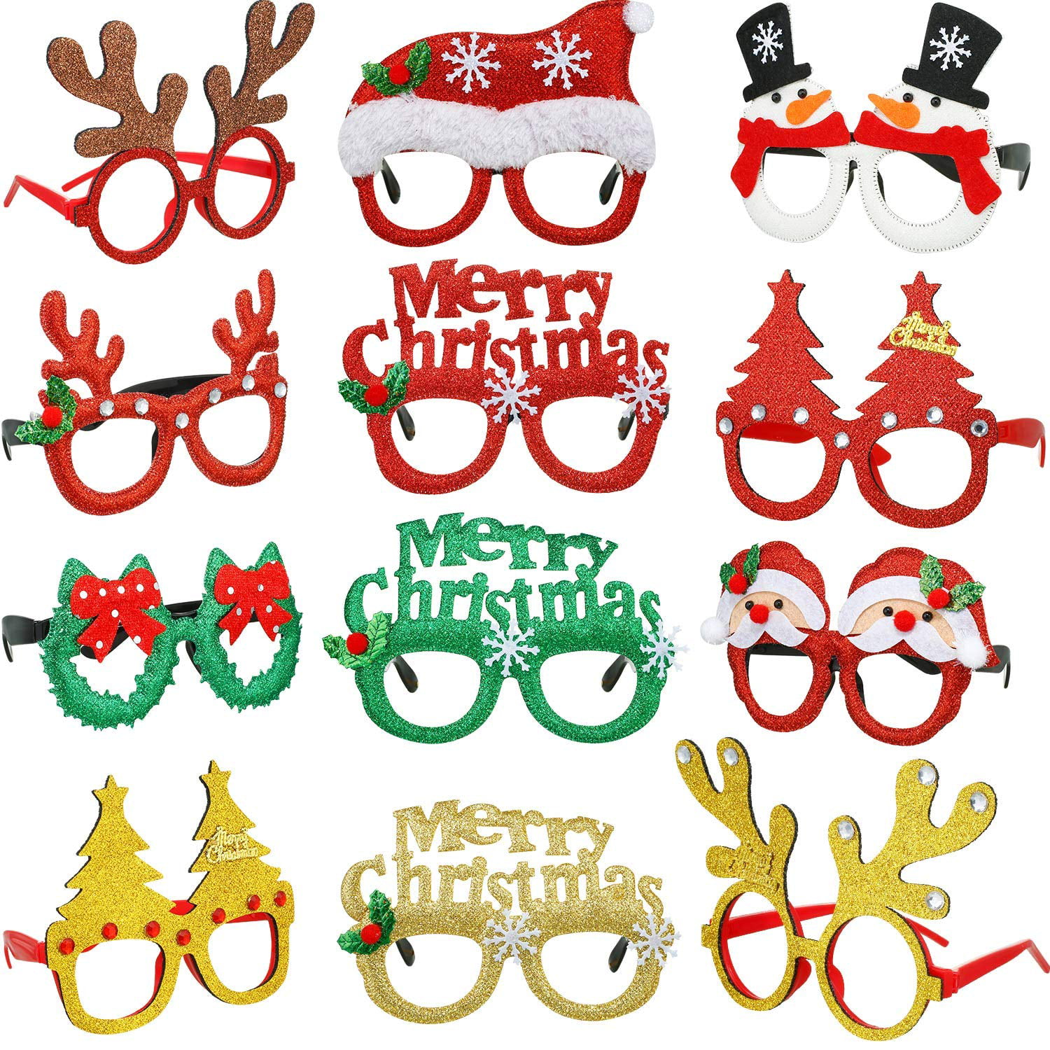 Novelty Red Santa Christmas Glasses Specs Frame Xmas Fancy Dress Party Accessory 