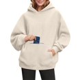 thumbnail image 2 of Women's Oversized Casual Hoodie, Long Sleeve Sweatshirt with Pockets, Light Yellow, 2 of 5