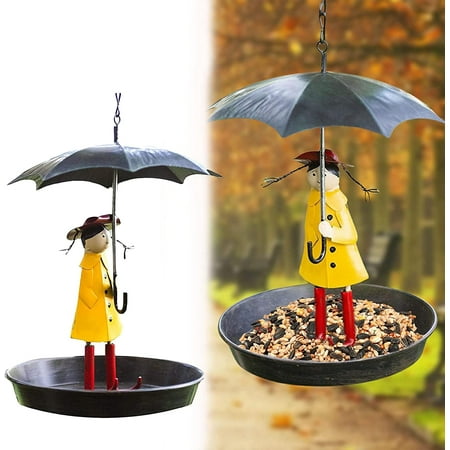 Umbrella Girl Bird Feeder, Bird Feeder Metal Hanging Chain Girl ...