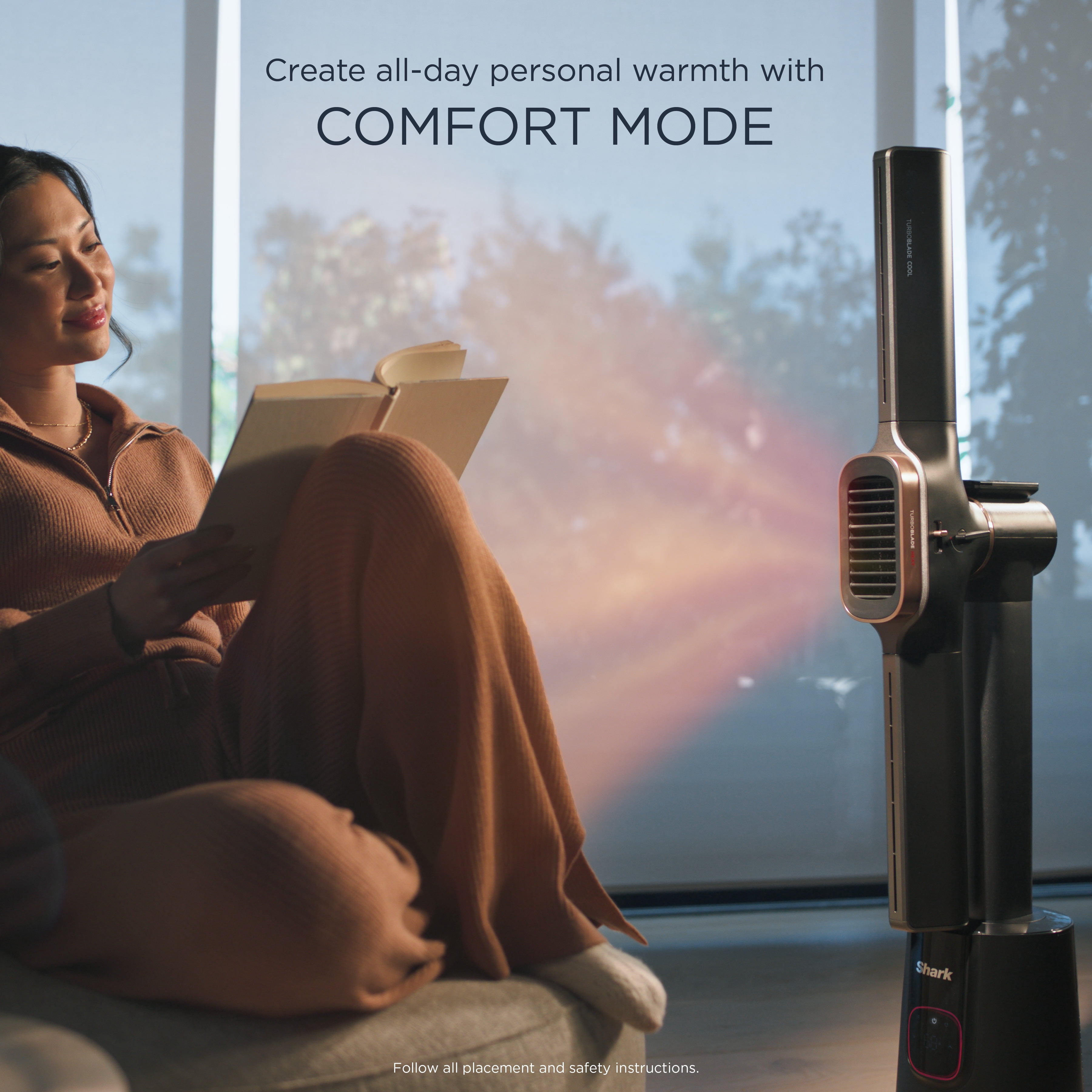 Shark TurboBlade Cool + Heat 2-in-1 Bladeless Tower Fan & Space Heater, 180° Oscillation, Customizable Year-Round Use, TH202 Charcoal
