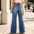thumbnail image 6 of Vivianyo HD Women's Mid Rise Wide Leg Jeans with Patch Pocket, Pants For Women with Full‑Length Frayed‑Hem, Sizes XXS-2XL, 6 of 6