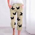 thumbnail image 2 of YDLCAFD Women's Spring And Summer Printed Lace Up Pocket Loose Wide Legged Capris (5), 2 of 4